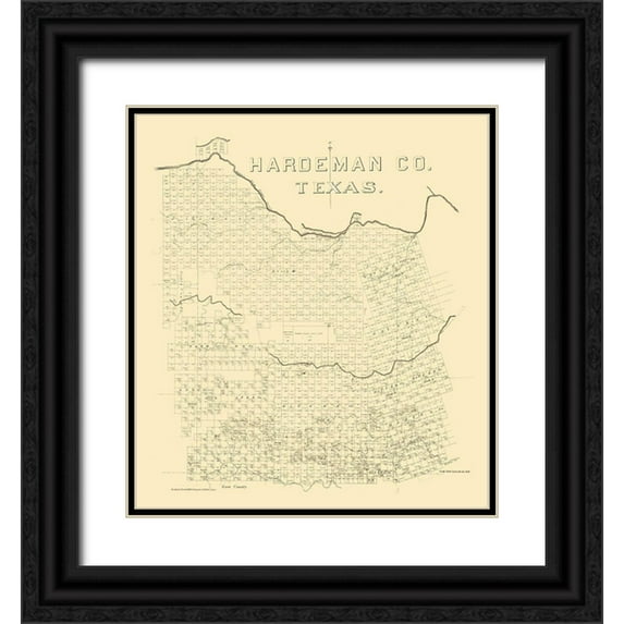Unknown 15x16 Black Ornate Wood Framed with Double Matting Museum Art Print Titled - Hardeman County Texas - 1880