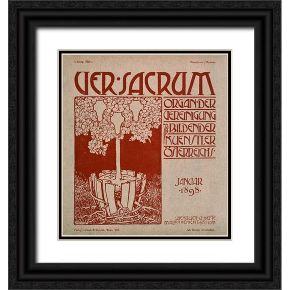 Unknown 15x16 Black Ornate Wood Framed with Double Matting Museum Art Print Titled - Ver Sacrum
