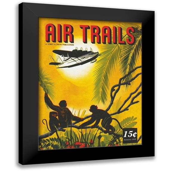 Unknown 15x18 Black Modern Framed Museum Art Print Titled - Seaplane Over the Tropics