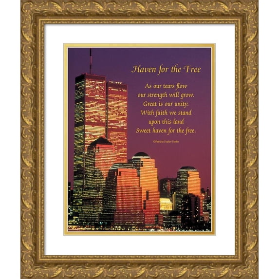 Unknown 15x18 Gold Ornate Wood Framed with Double Matting Museum Art Print Titled - Haven for the Free
