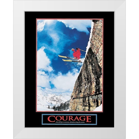 Unknown 15x18 White Modern Wood Framed Museum Art Print Titled - Ski - Courage