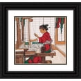 thumbnail image 1 of Unknown 16x15 Black Ornate Wood Framed with Double Matting Museum Art Print Titled - Loom in Japan, 1 of 4