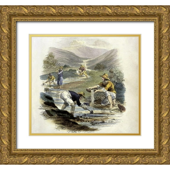 Unknown 16x15 Gold Ornate Wood Framed with Double Matting Museum Art Print Titled - Scene On The Branch of The Sacramento