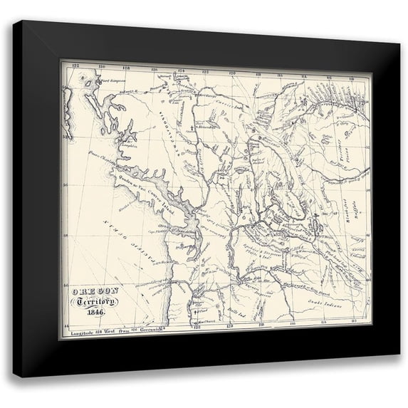 Unknown 17x15 Black Modern Framed Museum Art Print Titled - Oregon Territory - 1846