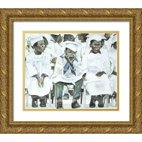 Unknown 17x15 Gold Ornate Wood Framed with Double Matting Museum Art Print Titled - Graduation