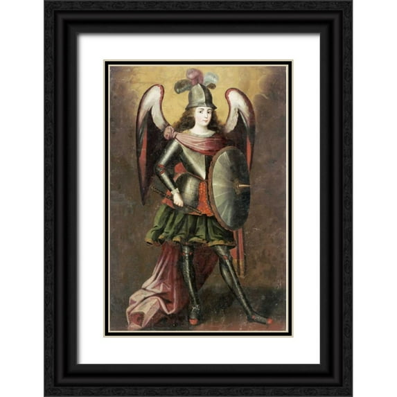 Unknown 17x24 Black Ornate Wood Framed with Double Matting Museum Art Print Titled - Archangel Michael