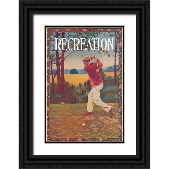Unknown 17x24 Black Ornate Wood Framed with Double Matting Museum Art Print Titled - Recreation