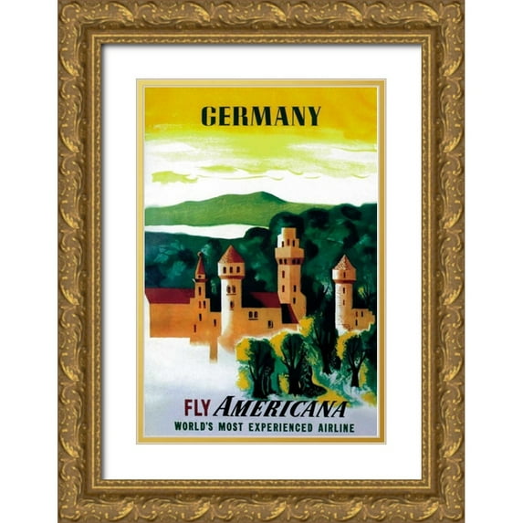 Unknown 17x24 Gold Ornate Wood Framed with Double Matting Museum Art Print Titled - German Castle
