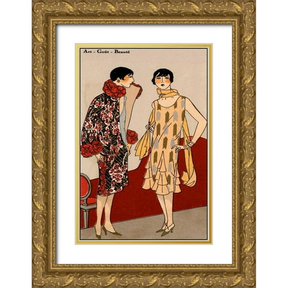 Unknown 17x24 Gold Ornate Wood Framed with Double Matting Museum Art Print Titled - Vintage Couture VII