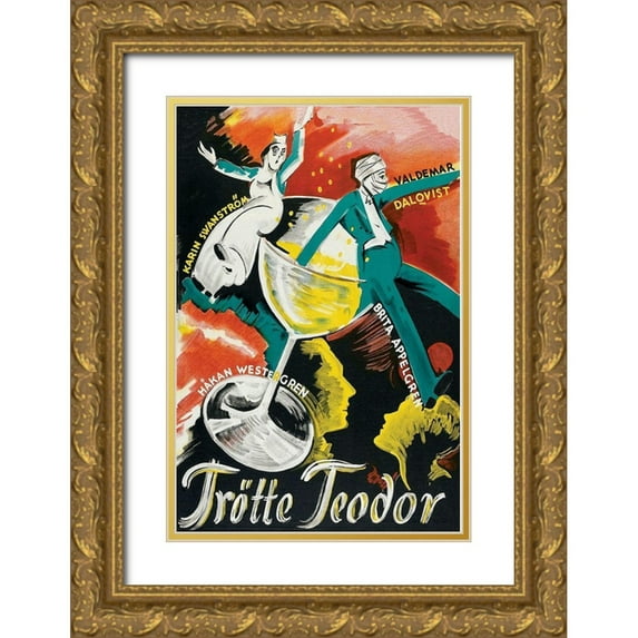 Unknown 17x24 Gold Ornate Wood Framed with Double Matting Museum Art Print Titled - Vintage Film Posters: Theodore Trot Trotte Teodor