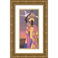thumbnail image 1 of Unknown 17x32 Gold Ornate Wood Framed with Double Matting Museum Art Print Titled - Woman and Vase, 1 of 4