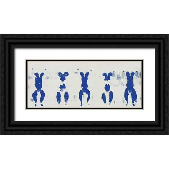 Unknown 18x10 Black Ornate Wood Framed with Double Matting Museum Art Print Titled - Blue Panel