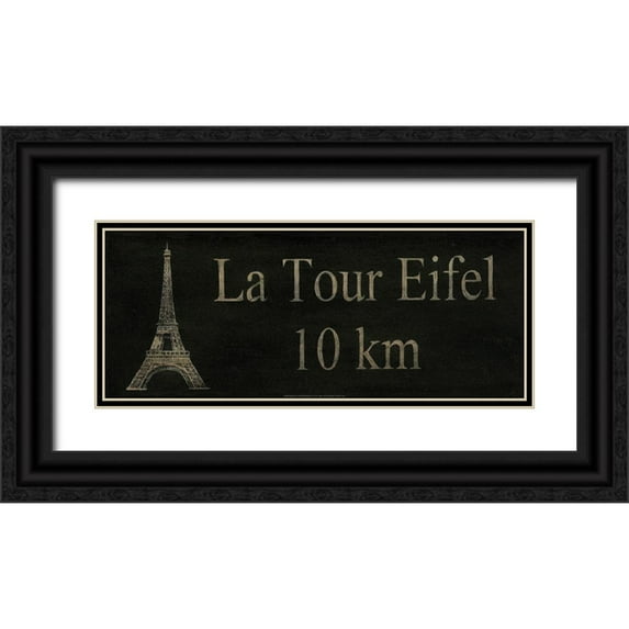 Unknown 18x10 Black Ornate Wood Framed with Double Matting Museum Art Print Titled - La Tour Eiffel