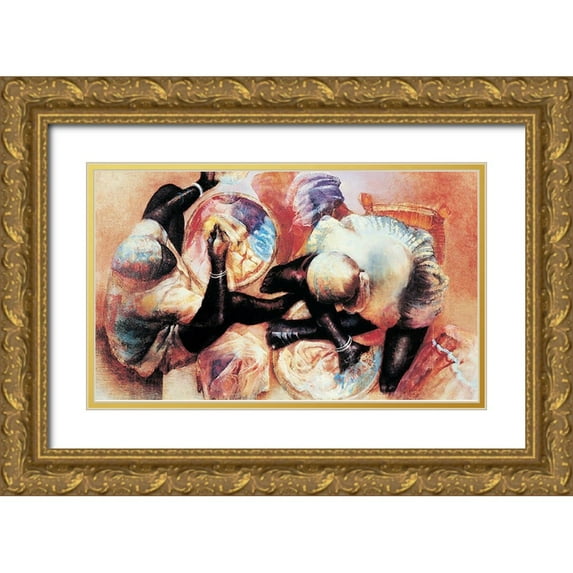 Unknown 18x12 Gold Ornate Wood Framed with Double Matting Museum Art Print Titled - Cleaning Up