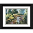 thumbnail image 1 of Unknown 18x13 Black Ornate Wood Framed with Double Matting Museum Art Print Titled - Lazy Stream, 1 of 4