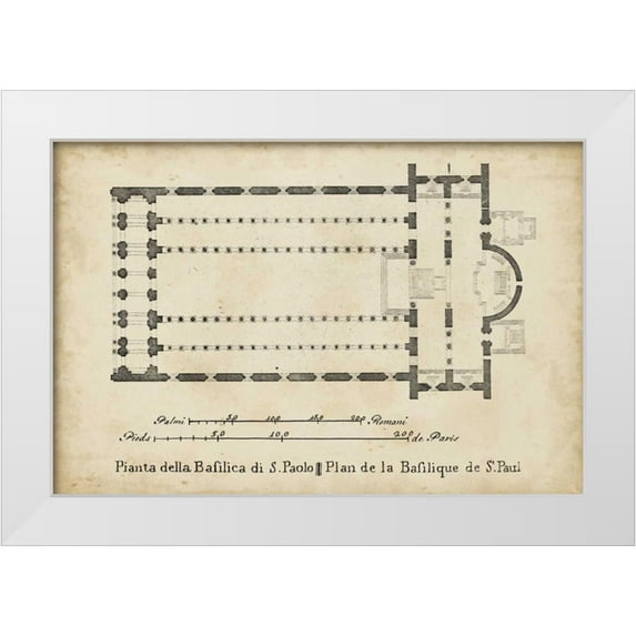 Unknown 18x13 White Modern Wood Framed Museum Art Print Titled - Plan for the Basilica at St. Pauls