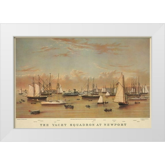Unknown 18x13 White Modern Wood Framed Museum Art Print Titled - The Yacht squadron at Newport, 1872