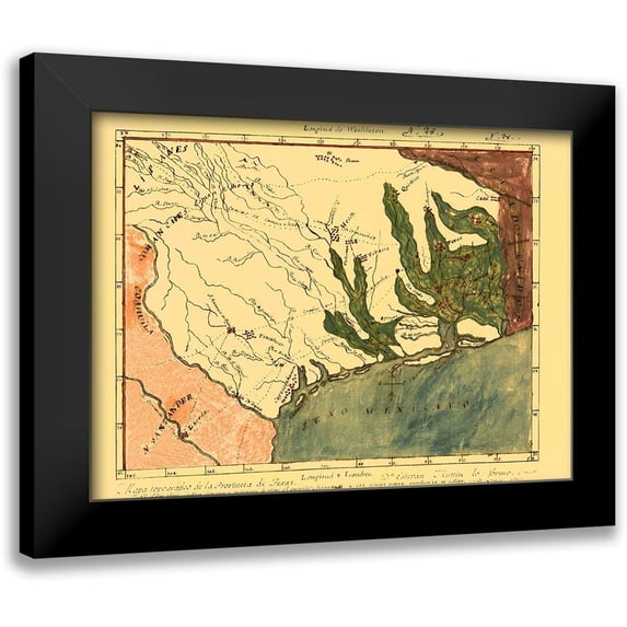 Unknown 18x14 Black Modern Framed Museum Art Print Titled - Province of Mexican Texas - 1820