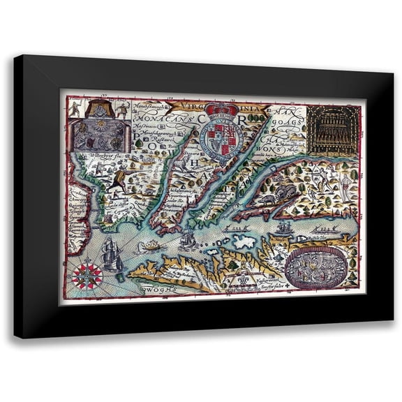 Unknown 18x14 Black Modern Framed Museum Art Print Titled - Virginia - 1636