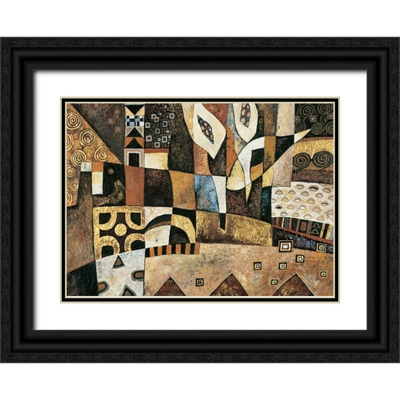 Unknown 18x14 Black Ornate Wood Framed with Double Matting Museum Art Print Titled - Abstract I