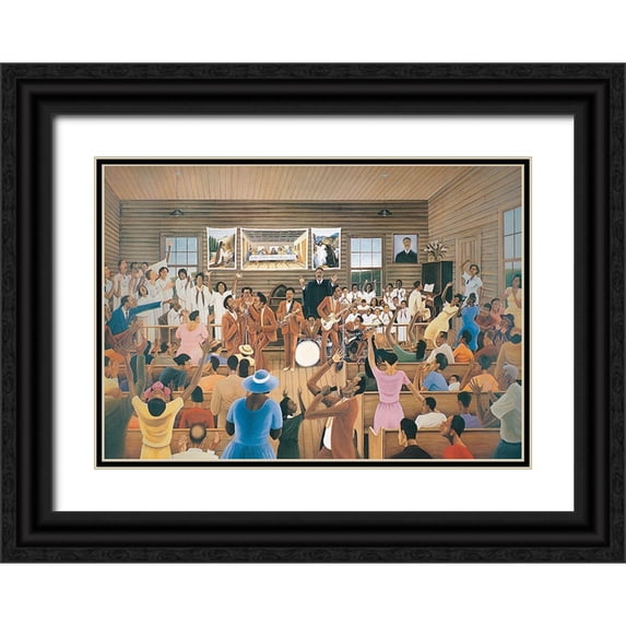 Unknown 18x14 Black Ornate Wood Framed with Double Matting Museum Art Print Titled - Sunday Jam