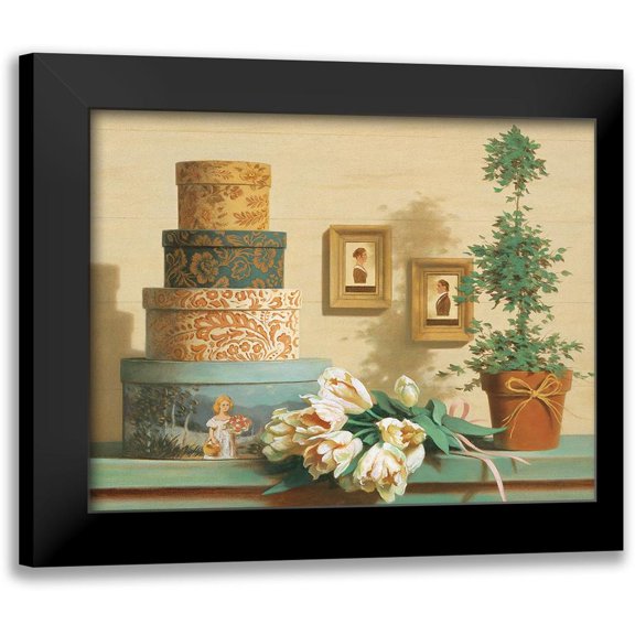 Unknown 18x15 Black Modern Framed Museum Art Print Titled - Hat Boxes on Shelf
