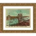thumbnail image 1 of Unknown 18x15 Gold Ornate Wood Framed with Double Matting Museum Art Print Titled - Brooklyn Bridge, 1 of 4
