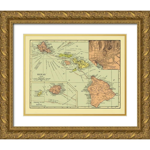 Unknown 18x15 Gold Ornate Wood Framed with Double Matting Museum Art Print Titled - Hawaii - 1912