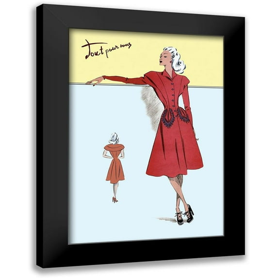Unknown 18x24 Black Modern Framed Museum Art Print Titled - Casual Dress in Red, 1947