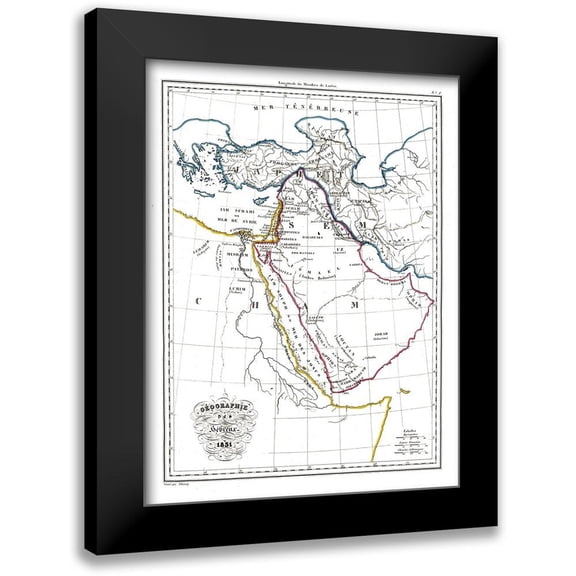Unknown 19x24 Black Modern Framed Museum Art Print Titled - Hebrew Geography Arabia - 1831