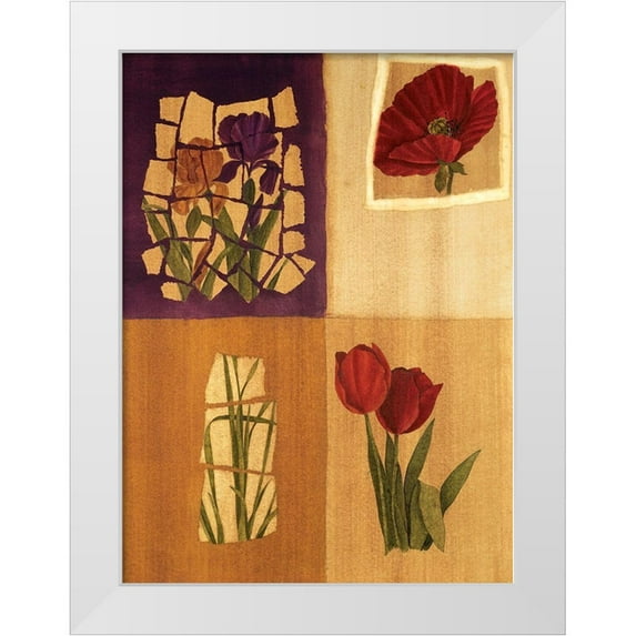 Unknown 19x24 White Modern Wood Framed Museum Art Print Titled - Floral Collage II