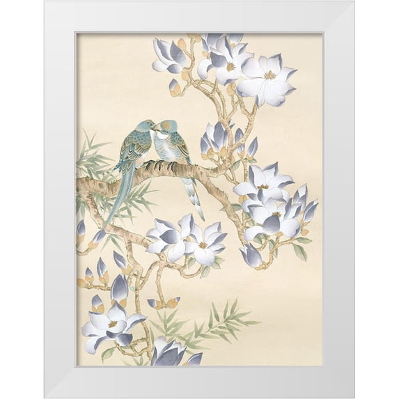 Unknown 19x24 White Modern Wood Framed Museum Art Print Titled - Oriental Lovebirds