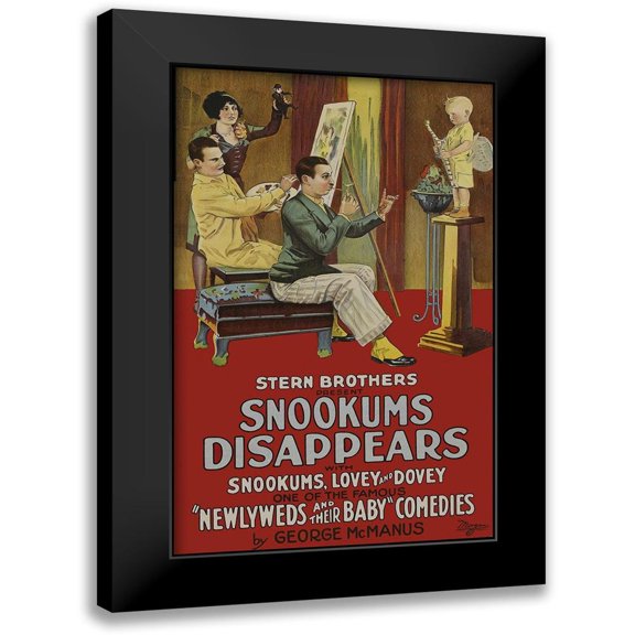 Unknown 20th Century American Illustrator 10x14 Black Modern Framed Museum Art Print Titled - Snookums Disappears