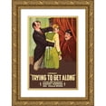 thumbnail image 1 of Unknown 20th Century American Illustrator 13x18 Gold Ornate Wood Framed with Double Matting Museum Art Print Titled - Trying to get along, 1 of 4