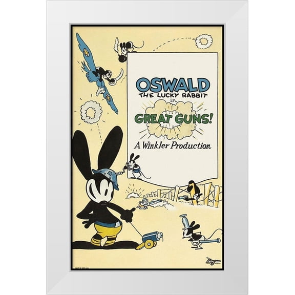 Unknown 20th Century American Illustrator 22x32 White Modern Wood Framed Museum Art Print Titled - Oswald the lucky rabbit