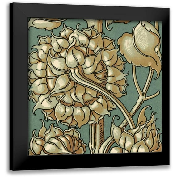 Unknown 20x20 Black Modern Framed Museum Art Print Titled - Sunflower Woodblock III