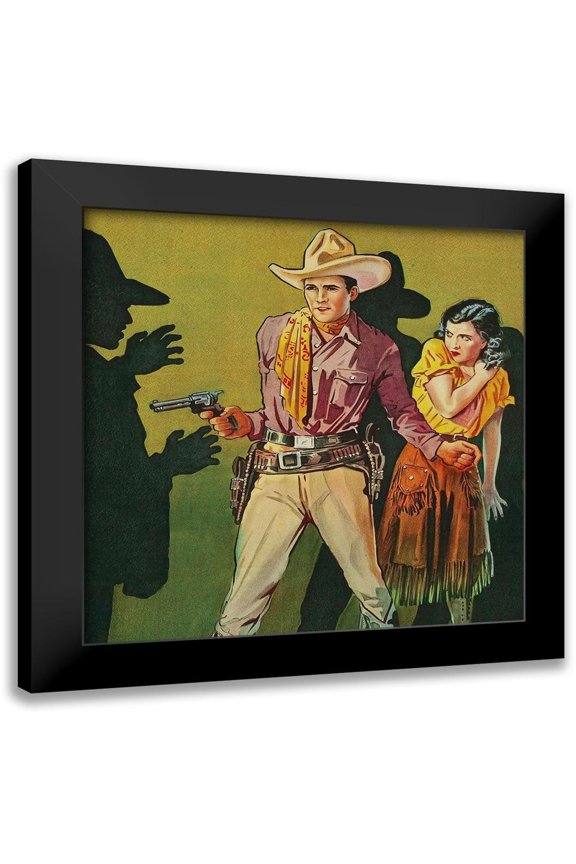 Unknown 20x20 Black Modern Framed Museum Art Print Titled - Vintage Westerns: Phantom of the West - Horror in the Dark - Detail