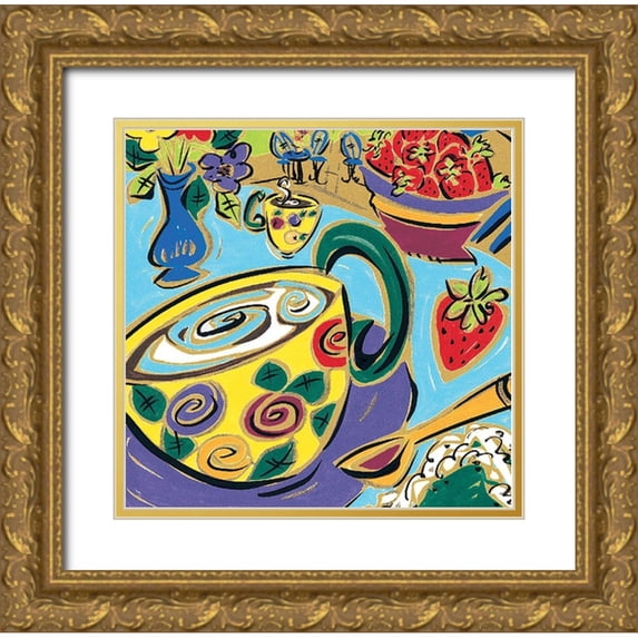Unknown 20x20 Gold Ornate Wood Framed with Double Matting Museum Art Print Titled - Cafe I