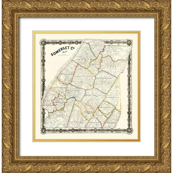 Unknown 20x20 Gold Ornate Wood Framed with Double Matting Museum Art Print Titled - Somerset County Pennsylvania - 1860