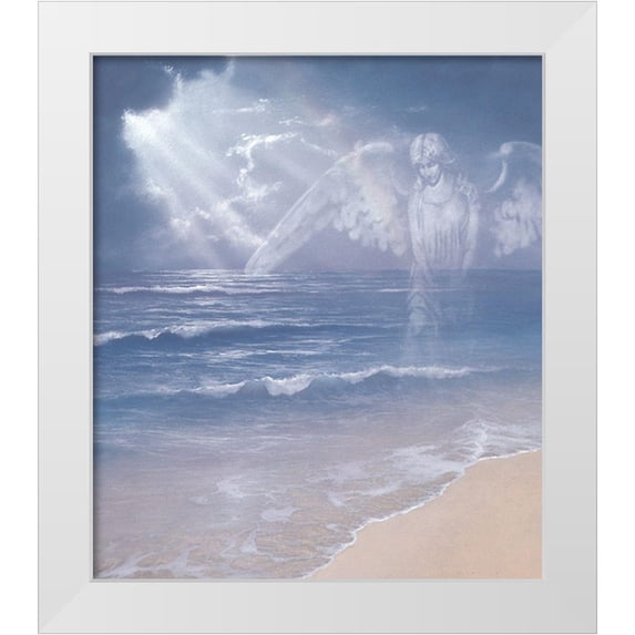 Unknown 20x23 White Modern Wood Framed Museum Art Print Titled - Angel on Shore