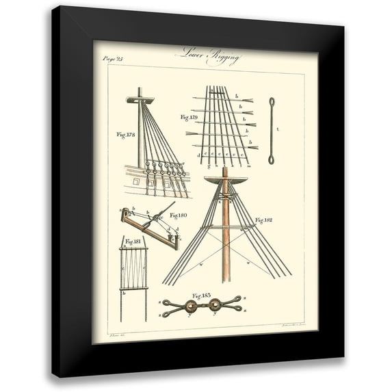 Unknown 20x24 Black Modern Framed Museum Art Print Titled - Nautical details II