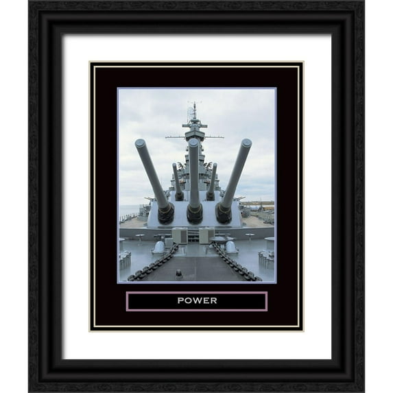 Unknown 20x24 Black Ornate Wood Framed with Double Matting Museum Art Print Titled - Power - Battleship