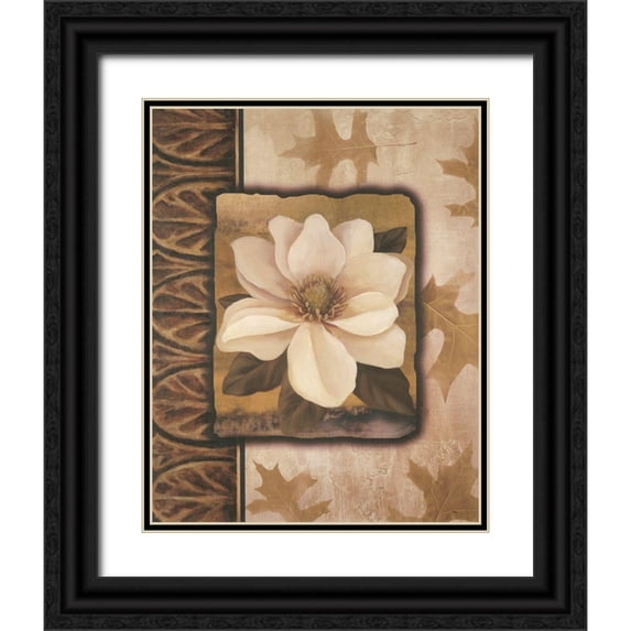 Unknown 20x24 Black Ornate Wood Framed with Double Matting Museum Art Print Titled - White Orchid