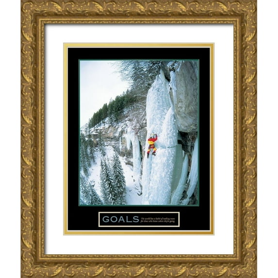 Unknown 20x24 Gold Ornate Wood Framed with Double Matting Museum Art Print Titled - Ice Climber - Goals