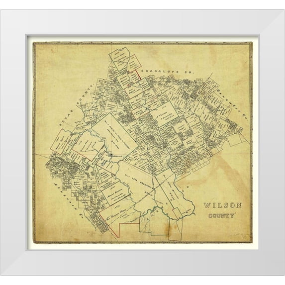 Unknown 21x20 White Modern Wood Framed Museum Art Print Titled - Wilson County Texas -1880
