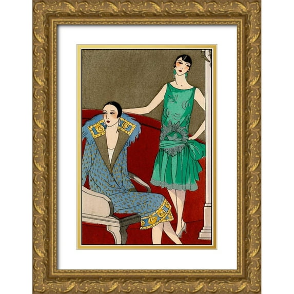 Unknown 23x32 Gold Ornate Wood Framed with Double Matting Museum Art Print Titled - Vintage Couture X