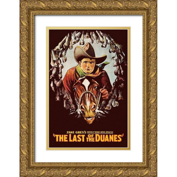 Unknown 23x32 Gold Ornate Wood Framed with Double Matting Museum Art Print Titled - Vintage Westerns: Last of the Duanes