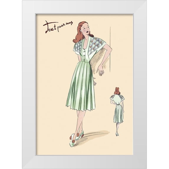 Unknown 23x32 White Modern Wood Framed Museum Art Print Titled - Pleated Summer Dress, 1947