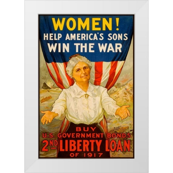 Unknown 23x32 White Modern Wood Framed Museum Art Print Titled - Women! Help Americas Sons Win the War
