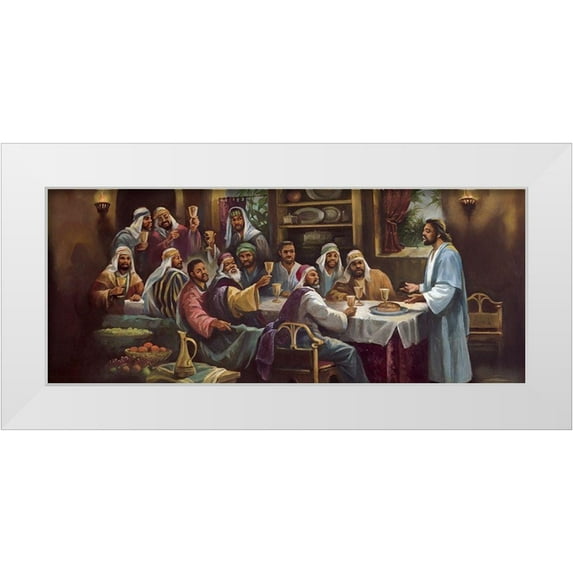 Unknown 24x12 White Modern Wood Framed Museum Art Print Titled - Black Last Supper